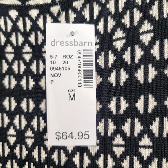 Dressbarn Womens Geometric Print Knit Dress Black Cream Medium - Picture 2 of 11